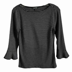Lauren Ralph Lauren Striped Black White Pullover Top Size M